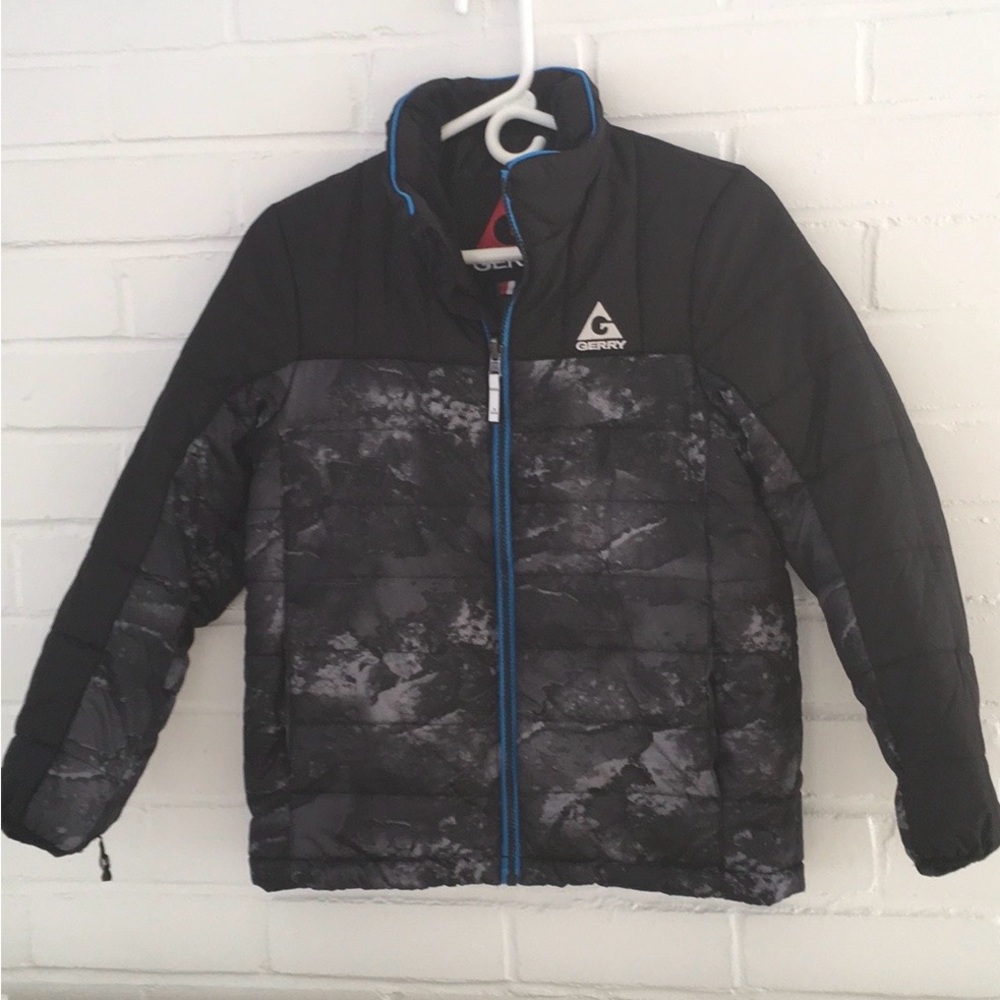 Boys Classic Grey And Black Camouflage Gerry Winter Warm Snow Jacket Size 10/12